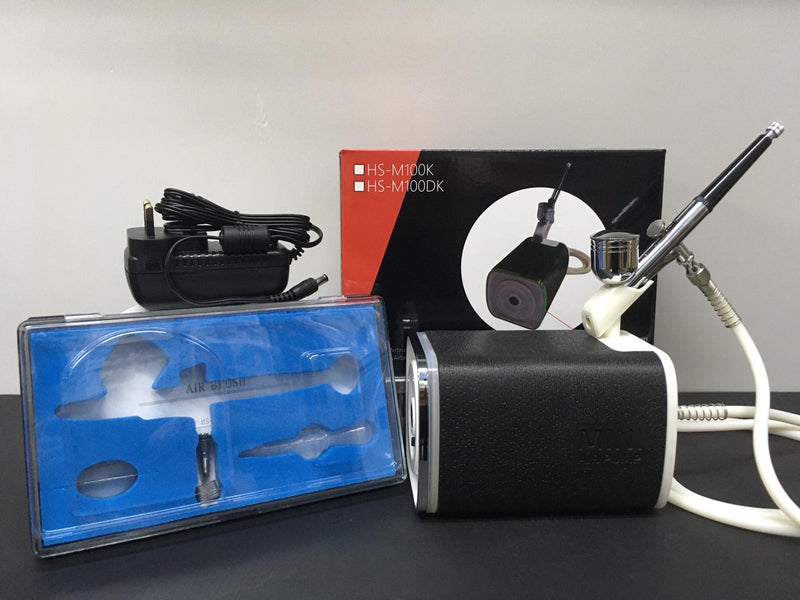 Portable Mini Compressor with Dual Action Airbrush HS-M100DK